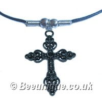 Ornate Black Cross Necklace - Click Image to Close